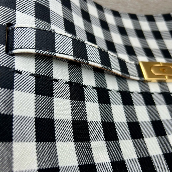 NWT Tory Burch Lee Radziwill Double Bag – Black/Ivory Gingham Canvas Satchel - Picture 13 of 15